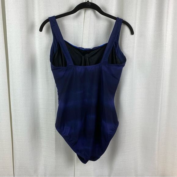 Miraclesuit Blue Watercolor Underwire One Piece Swimsuit Sz.12 - Picture 6 of 14